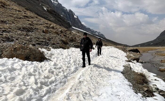 trekking on snow