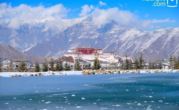 Lhasa Potala river frozen ice
