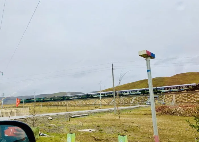 Tibet train from car