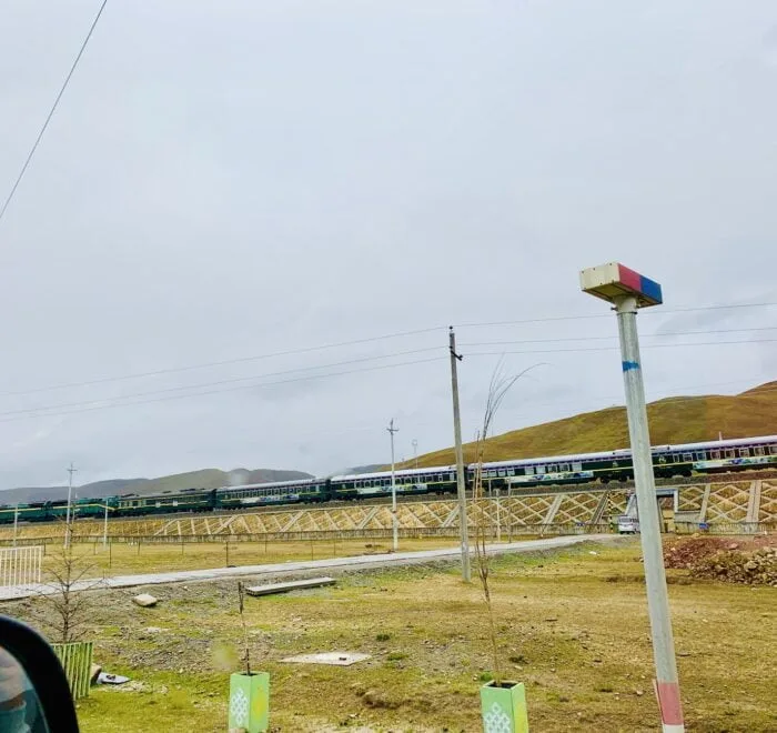 Tibet train from car