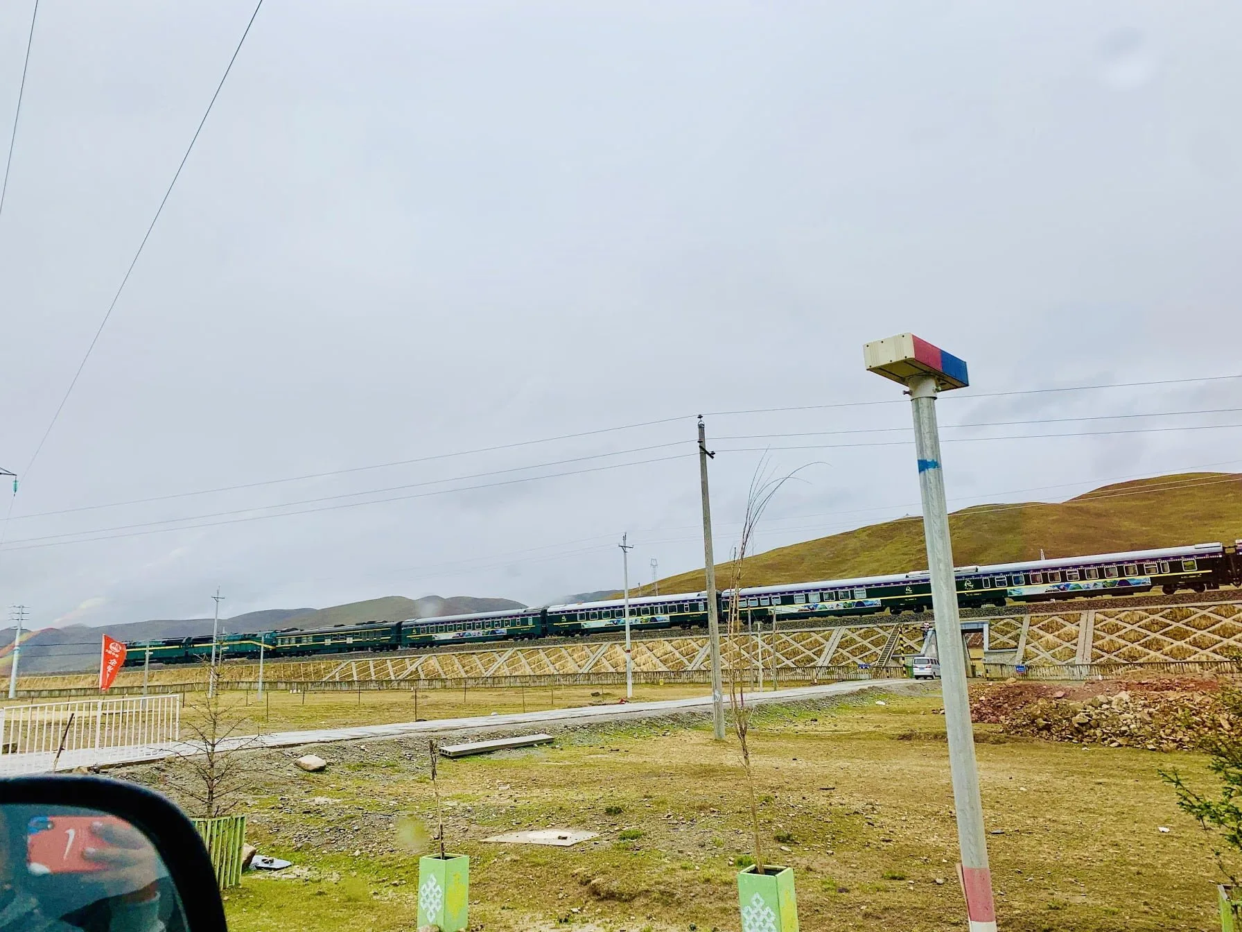 Tibet train from car