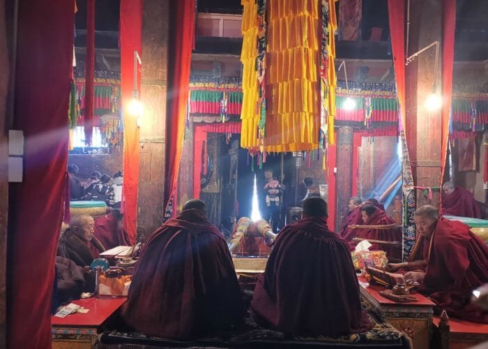 monks inside samye