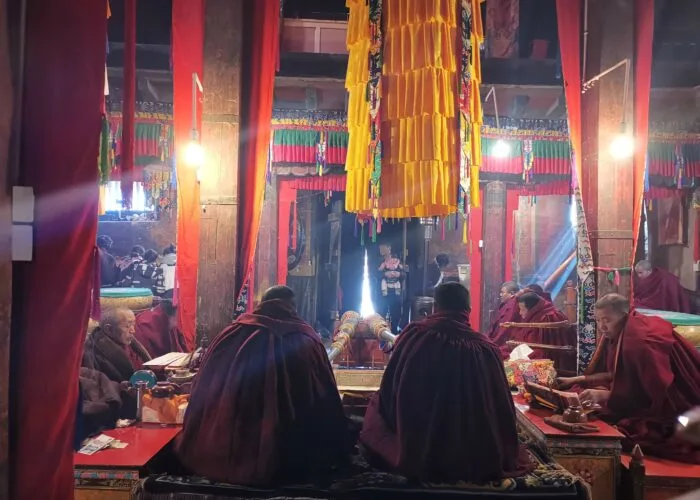 monks inside samye