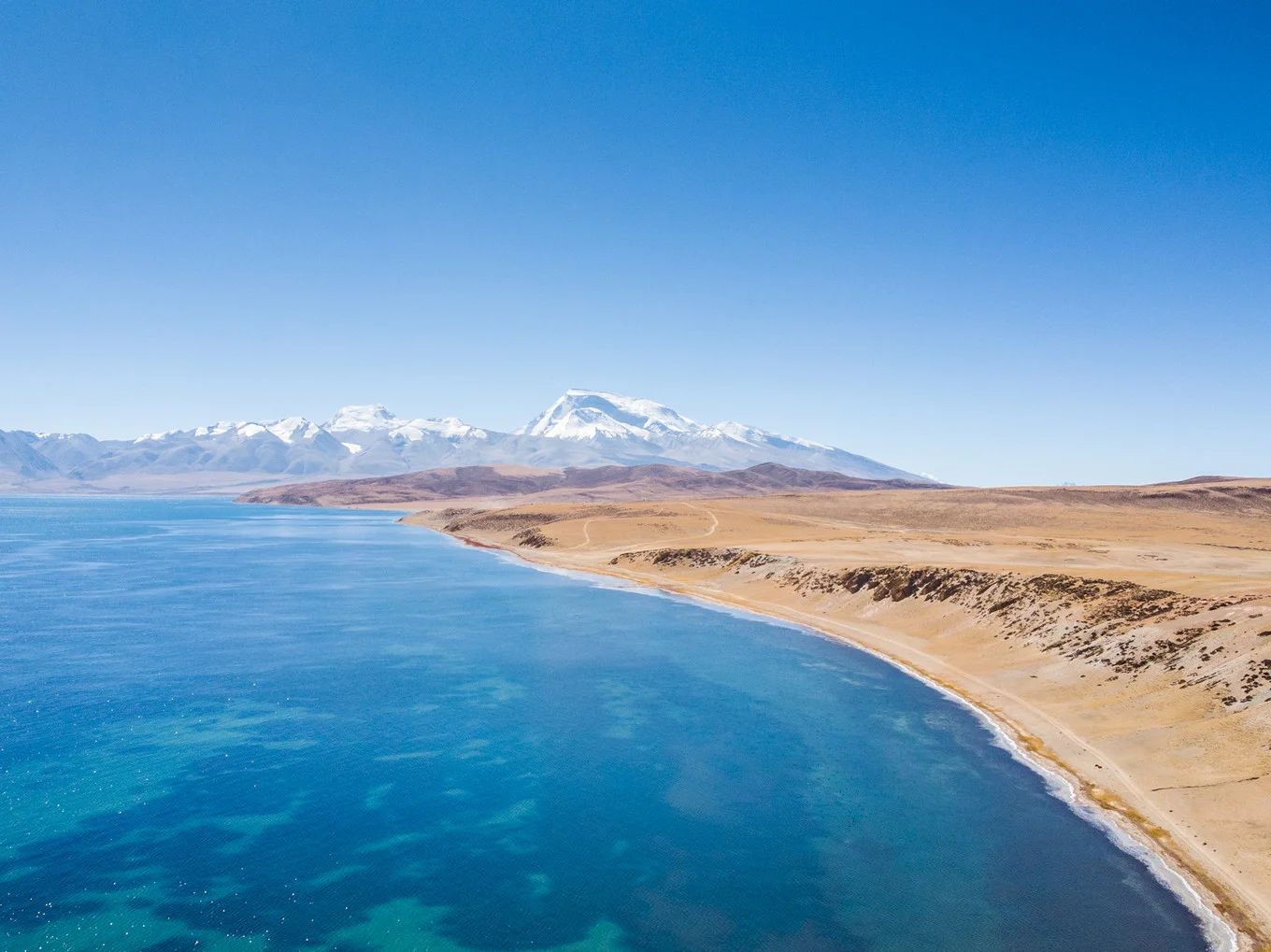 lake in Tibet ngari snow mountain