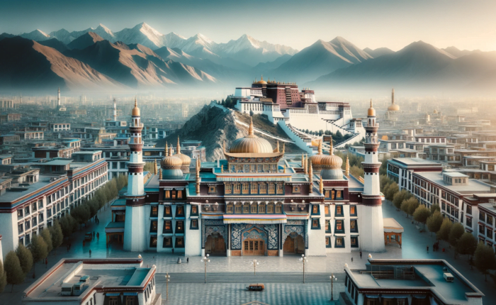 The grand mosque with its islamic and tibetan archit