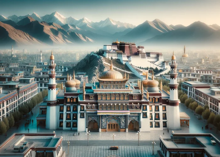 The grand mosque with its islamic and tibetan archit