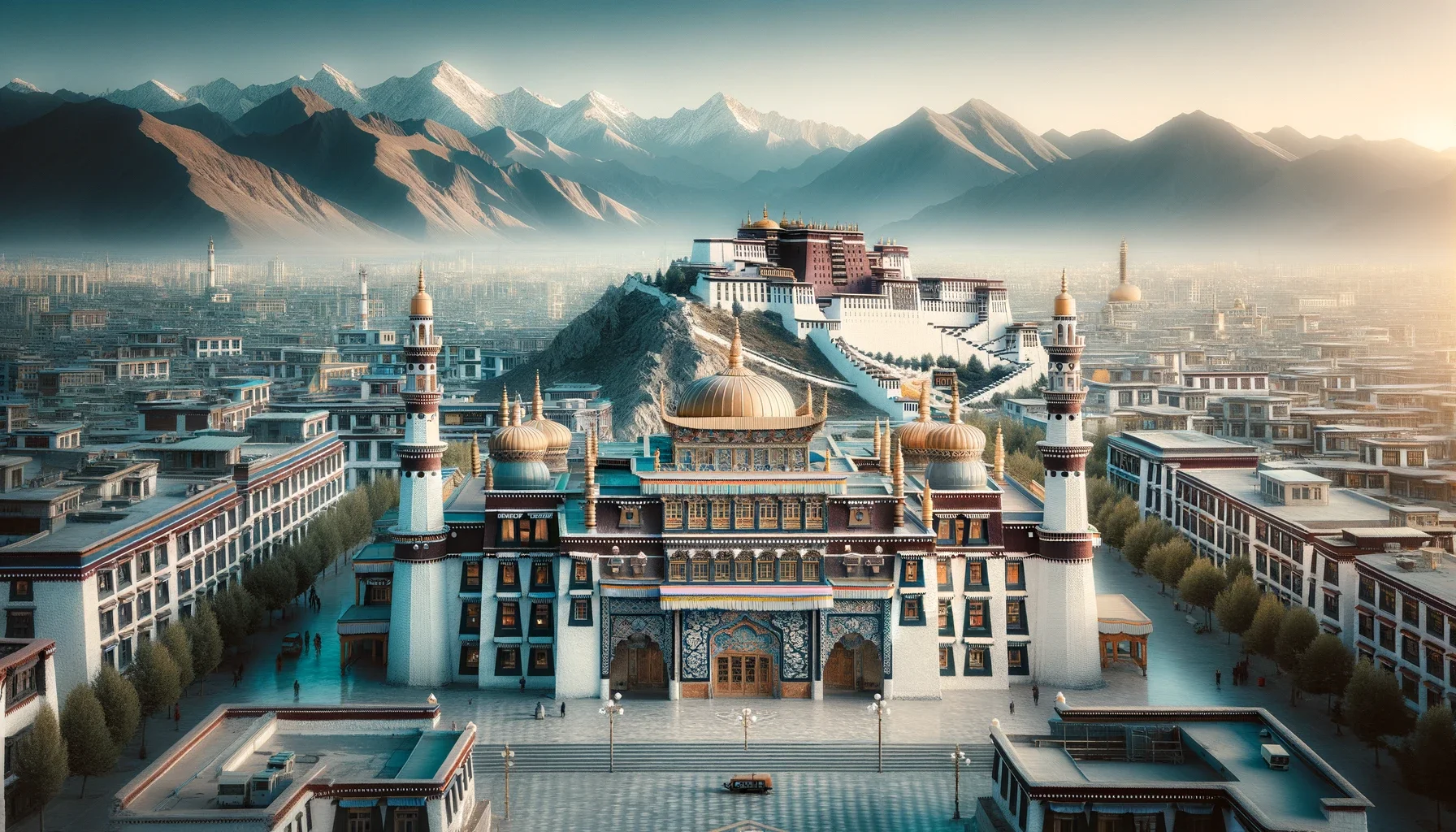 The grand mosque with its islamic and tibetan archit