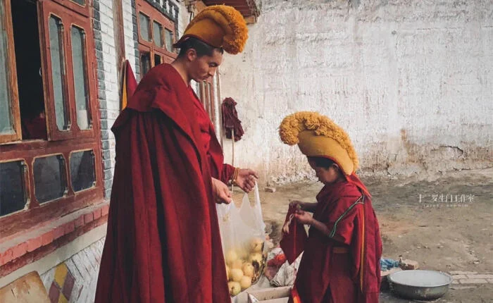 Monks playing