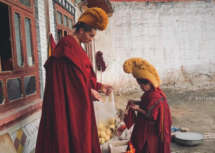 Monks playing