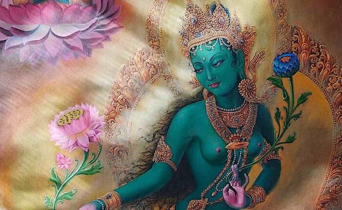 Buddha weekly green tara mural buddhism