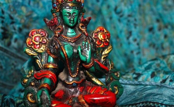 Green tara old statue