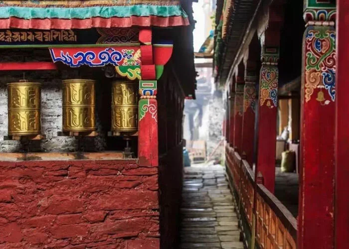 Prayer wheel in monastery