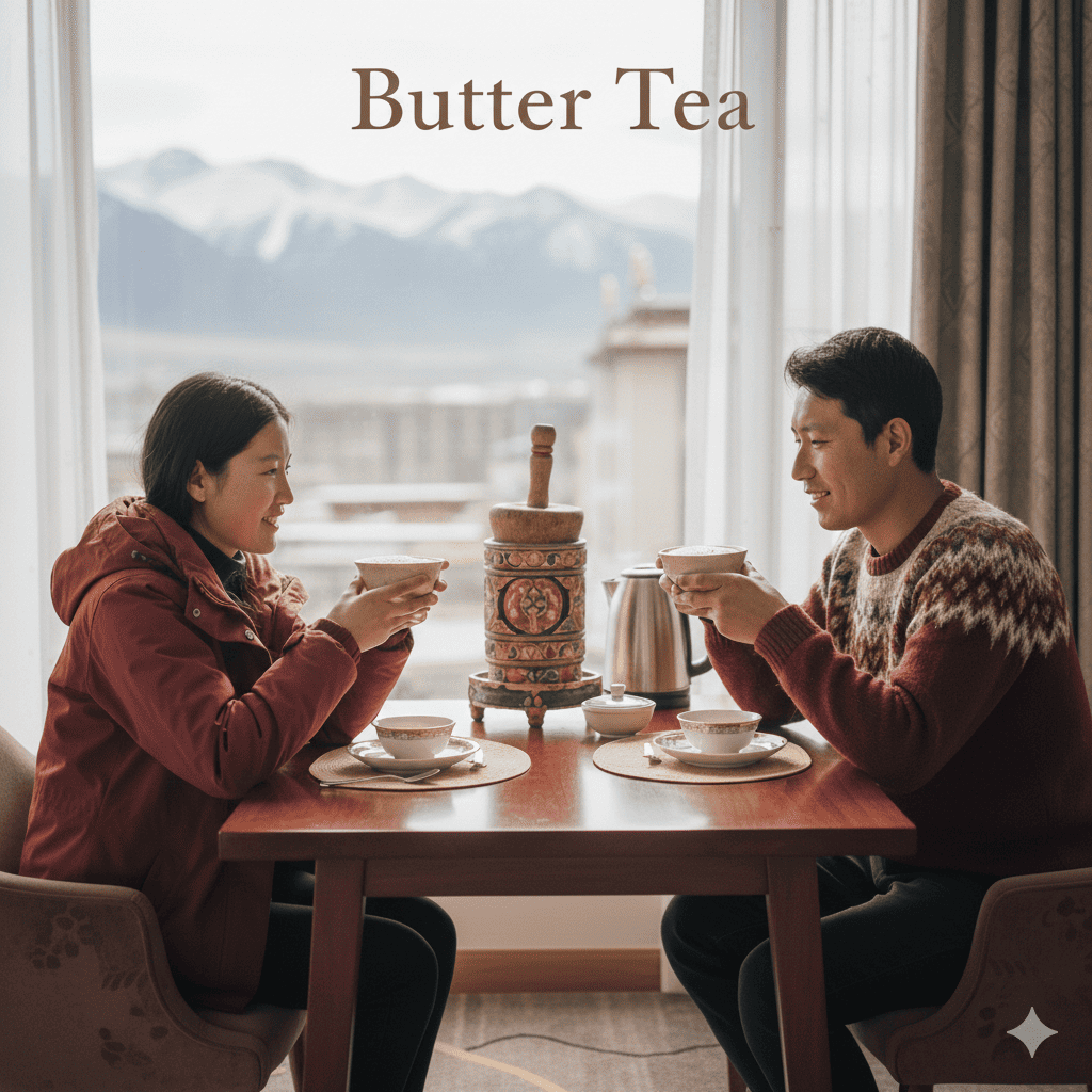 Butter Tea drinking tourist - Tour Travel Tibet: Expert Tibet Tours & Permits Butter Tea drinking tourist