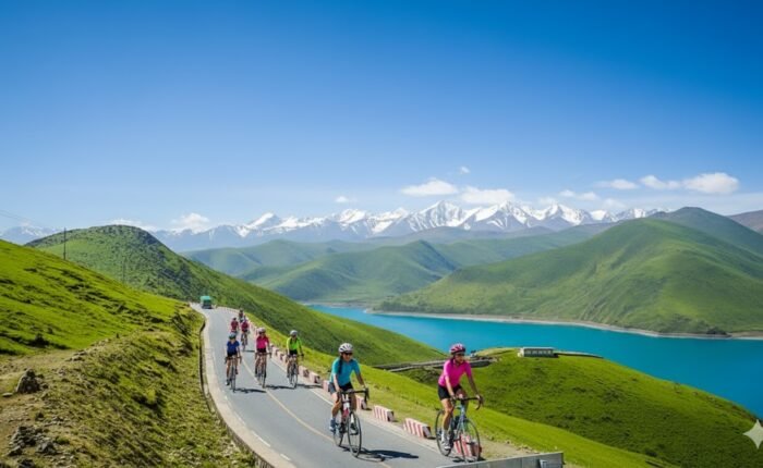 cycling around lhasa yamdrok lake