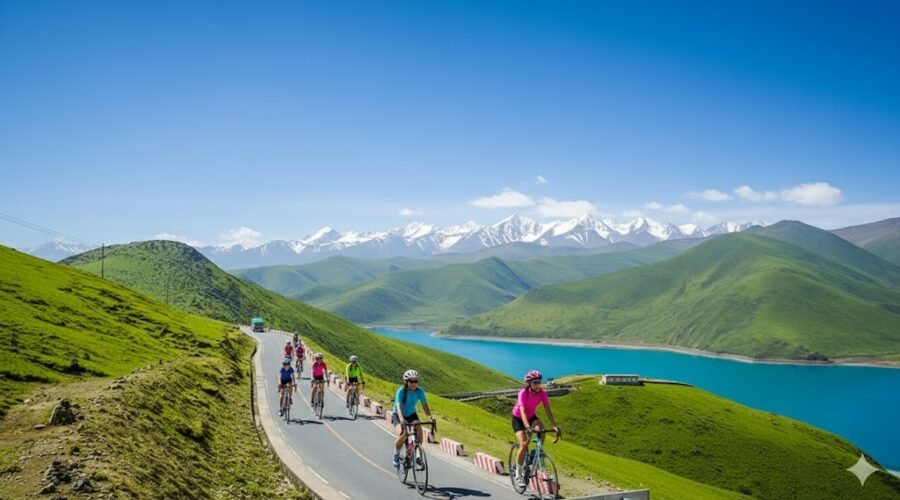 cycling around lhasa yamdrok lake