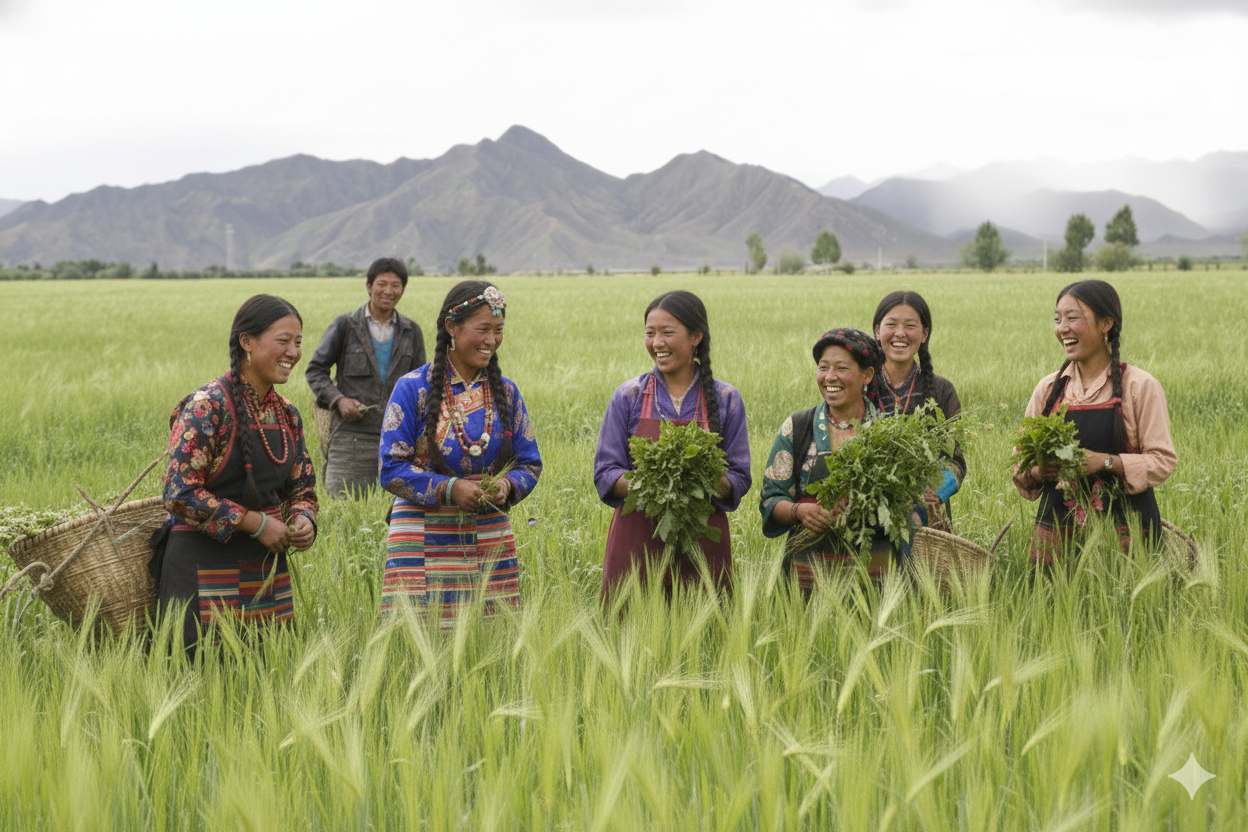 Tibetan farmer in Grassland